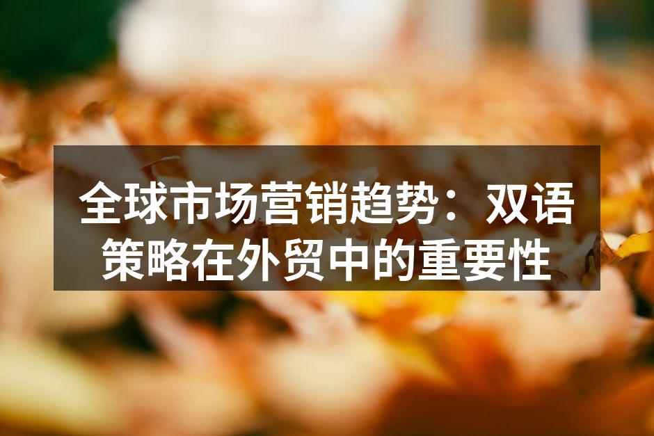 全球市场营销趋势：双语策略在外贸中的重要